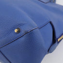 BURBERRY Hand Bag Leather 2way Blue Gold Auth 210943A-15