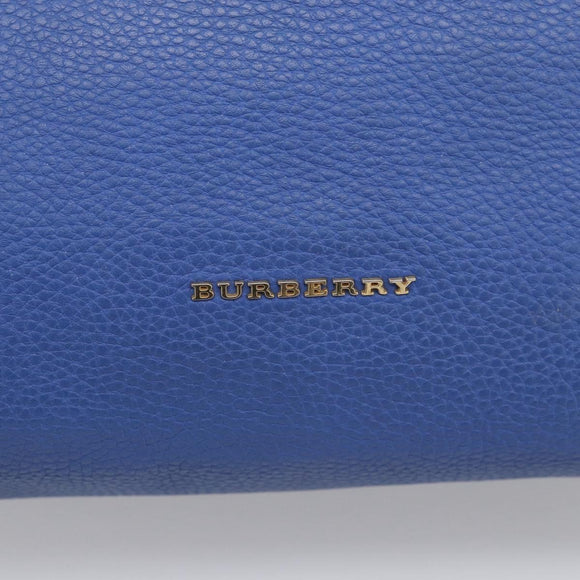 BURBERRY Hand Bag Leather 2way Blue Gold Auth 210943A