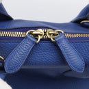 BURBERRY Hand Bag Leather 2way Blue Gold Auth 210943A-18