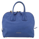 BURBERRY Hand Bag Leather 2way Blue Gold Auth 210943A-2