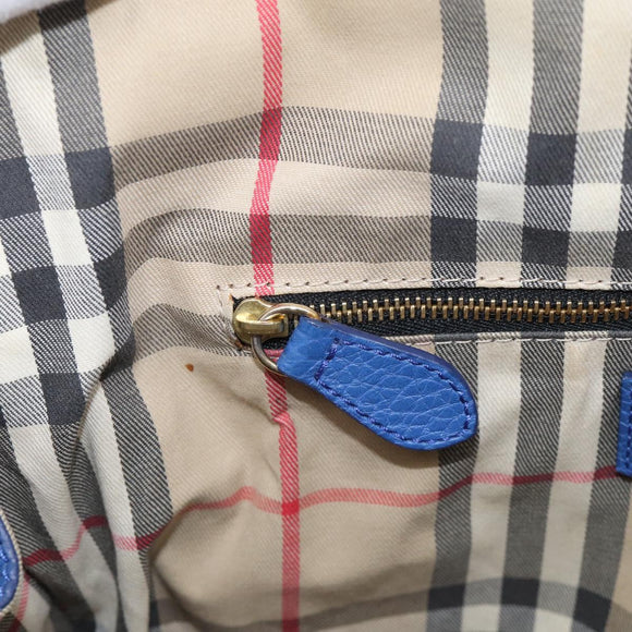 BURBERRY Hand Bag Leather 2way Blue Gold Auth 210943A