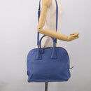 BURBERRY Hand Bag Leather 2way Blue Gold Auth 210943A-27