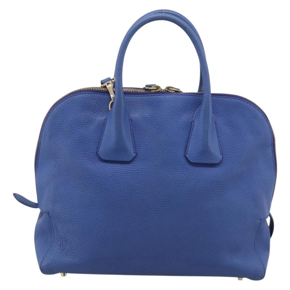 BURBERRY Hand Bag Leather 2way Blue Gold Auth 210943A