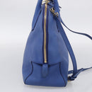 BURBERRY Hand Bag Leather 2way Blue Gold Auth 210943A-4