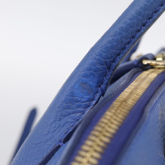 BURBERRY Hand Bag Leather 2way Blue Gold Auth 210943A