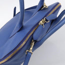 BURBERRY Hand Bag Leather 2way Blue Gold Auth 210943A-7