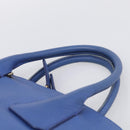 BURBERRY Hand Bag Leather 2way Blue Gold Auth 210943A-9