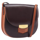 CELINE Trotter Shoulder Bag Leather Brown Gold Auth 210944A-1
