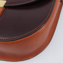 CELINE Trotter Shoulder Bag Leather Brown Gold Auth 210944A-11