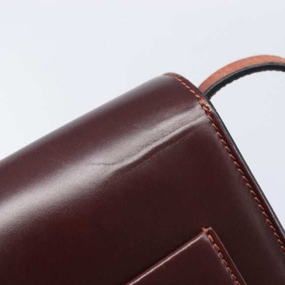 CELINE Trotter Shoulder Bag Leather Brown Gold Auth 210944A