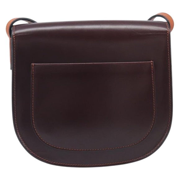 CELINE Trotter Shoulder Bag Leather Brown Gold Auth 210944A