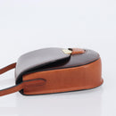 CELINE Trotter Shoulder Bag Leather Brown Gold Auth 210944A-5