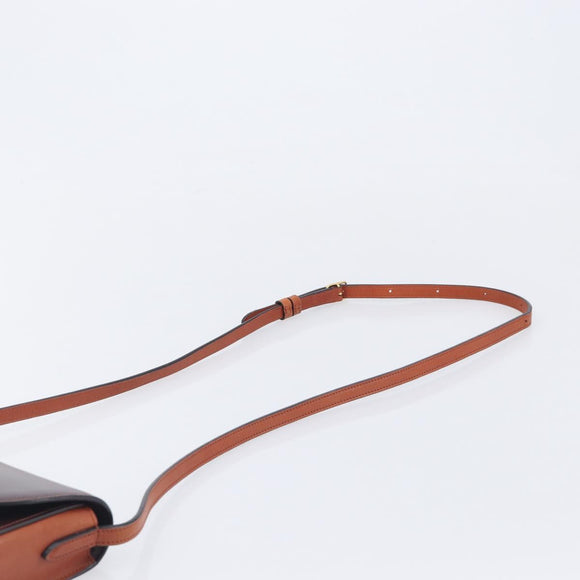 CELINE Trotter Shoulder Bag Leather Brown Gold Auth 210944A
