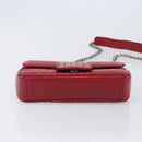 PRADA Chain Shoulder Bag Leather Red Silver Auth 210945V-10