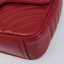 PRADA Chain Shoulder Bag Leather Red Silver Auth 210945V-11