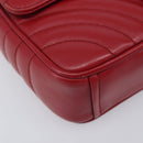 PRADA Chain Shoulder Bag Leather Red Silver Auth 210945V-12
