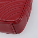 PRADA Chain Shoulder Bag Leather Red Silver Auth 210945V-13