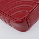 PRADA Chain Shoulder Bag Leather Red Silver Auth 210945V-14