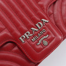 PRADA Chain Shoulder Bag Leather Red Silver Auth 210945V-15