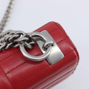 PRADA Chain Shoulder Bag Leather Red Silver Auth 210945V-16