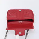 PRADA Chain Shoulder Bag Leather Red Silver Auth 210945V-17