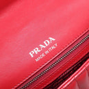 PRADA Chain Shoulder Bag Leather Red Silver Auth 210945V-18