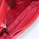 PRADA Chain Shoulder Bag Leather Red Silver Auth 210945V-19