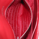 PRADA Chain Shoulder Bag Leather Red Silver Auth 210945V-23