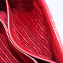 PRADA Chain Shoulder Bag Leather Red Silver Auth 210945V-24