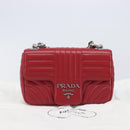 PRADA Chain Shoulder Bag Leather Red Silver Auth 210945V-28