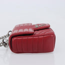 PRADA Chain Shoulder Bag Leather Red Silver Auth 210945V-5
