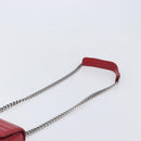 PRADA Chain Shoulder Bag Leather Red Silver Auth 210945V-8