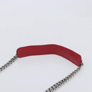 PRADA Chain Shoulder Bag Leather Red Silver Auth 210945V-9