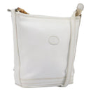 GUCCI Shoulder Bag Leather White Gold Auth 210948A-1
