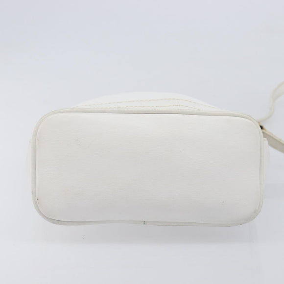 GUCCI Shoulder Bag Leather White Gold Auth 210948A