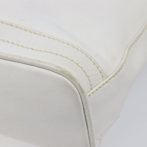 GUCCI Shoulder Bag Leather White Gold Auth 210948A