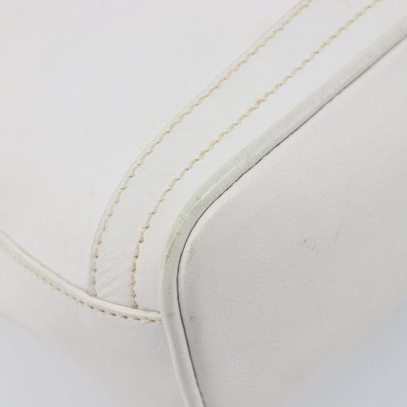 GUCCI Shoulder Bag Leather White Gold Auth 210948A