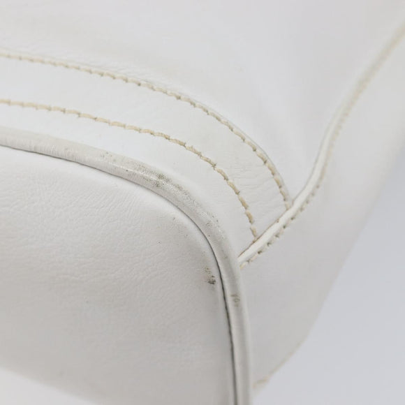 GUCCI Shoulder Bag Leather White Gold Auth 210948A