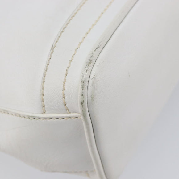 GUCCI Shoulder Bag Leather White Gold Auth 210948A