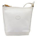 GUCCI Shoulder Bag Leather White Gold Auth 210948A-2