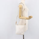 GUCCI Shoulder Bag Leather White Gold Auth 210948A-27