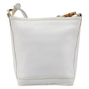 GUCCI Shoulder Bag Leather White Gold Auth 210948A-3