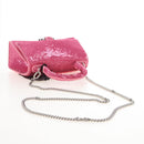 Balenciaga Hourglass XS Hand Bag Leather Sequins 2way Pink Silver Auth 210952SAM-11