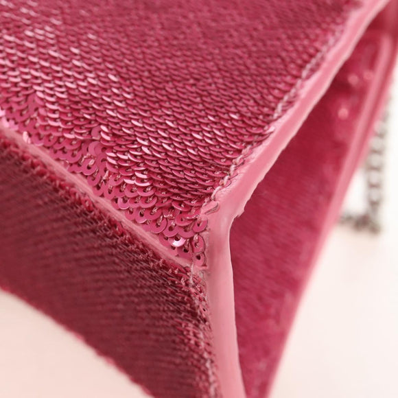 Balenciaga Hourglass XS Hand Bag Leather Sequins 2way Pink Silver Auth 210952SAM