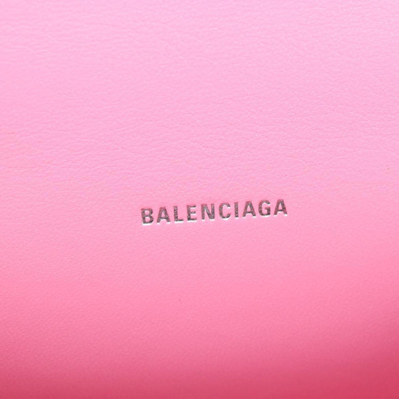 Balenciaga Hourglass XS Hand Bag Leather Sequins 2way Pink Silver Auth 210952SAM