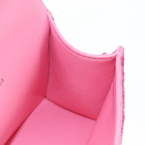 Balenciaga Hourglass XS Hand Bag Leather Sequins 2way Pink Silver Auth 210952SAM