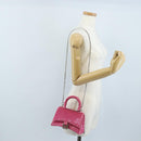 Balenciaga Hourglass XS Hand Bag Leather Sequins 2way Pink Silver Auth 210952SAM-27