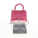 Balenciaga Hourglass XS Hand Bag Leather Sequins 2way Pink Silver Auth 210952SAM-28