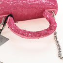 Balenciaga Hourglass XS Hand Bag Leather Sequins 2way Pink Silver Auth 210952SAM-7