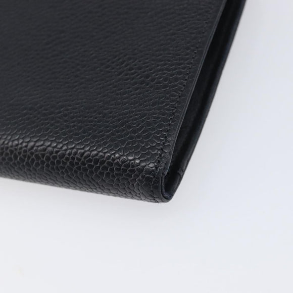 CHANEL Matelasse Long Wallet Caviar Skin Black Gold CC Auth 210957V